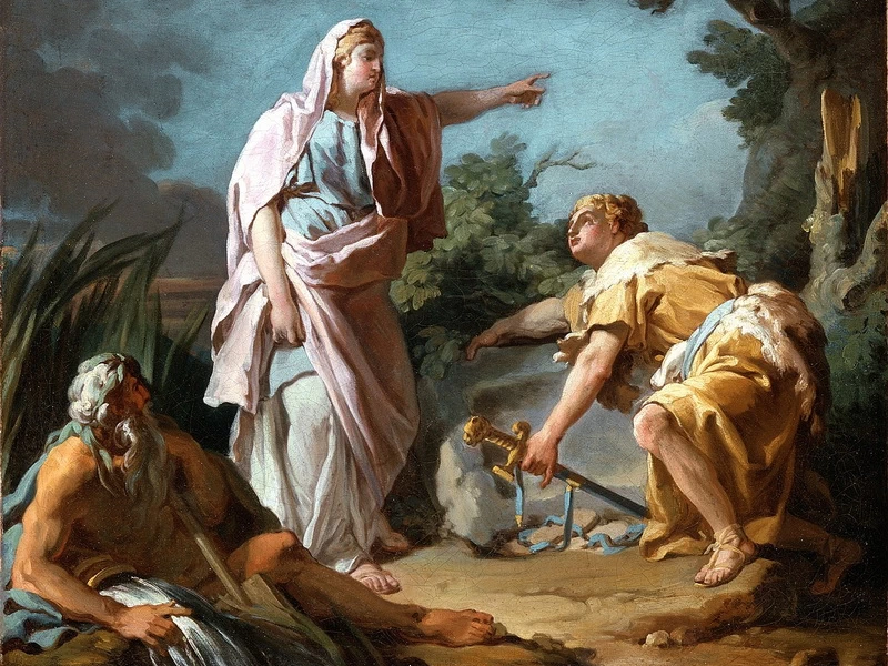 1728- Nicolas Guy Brenet - Etra mostra a suo figlio Teseo il luogo in cui suo padre ha nascosto le armi, 1768 - Museo d'arte della contea di Los Angeles